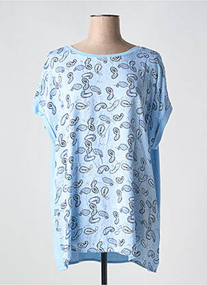 T-shirt coupe droite manches courtes bleu YESTA femme