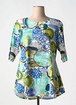 T-shirt imprimé fantaisie manches 3/4 bleu OLIVER JUNG femme