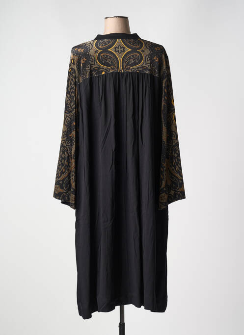 Robe mi-longue manches longues manches longues noir MAT. femme