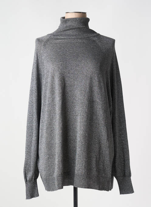 Pull col roulé maille souple et aérée manches longues argent MAT. femme