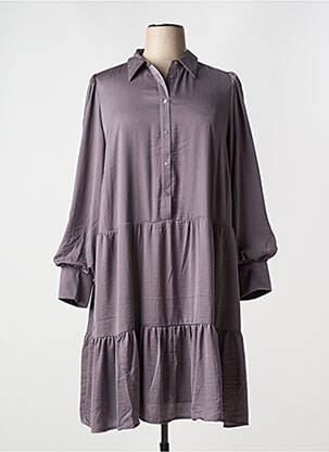 Robe mi-longue coupe fluide manches longues violet YESTA femme