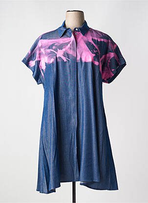 Robe mi-longue manches courtes manches courtes bleu MAT. femme