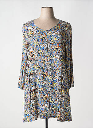 Robe courte coupe évasée manches longues bleu G!OZE femme