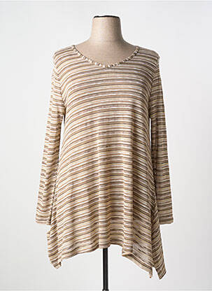 Pull tunique stretch manches longues beige G!OZE femme