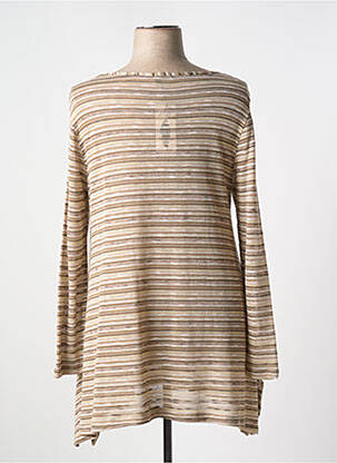 Pull tunique stretch manches longues beige G!OZE femme