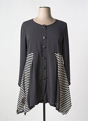Veste casual col rond noir G!OZE femme