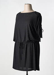 Robe mi-longue coupe fluide manches 3/4 noir YESTA femme