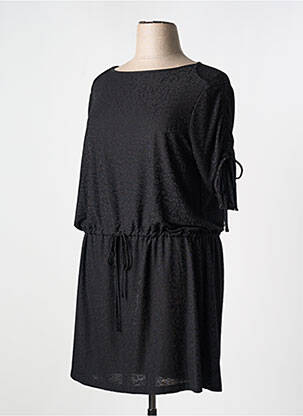 Robe mi-longue coupe fluide manches 3/4 noir YESTA femme