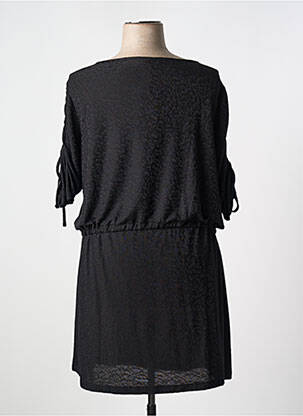 Robe mi-longue coupe fluide manches 3/4 noir YESTA femme