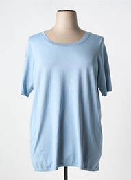Pull stretch manches courtes bleu YESTA femme
