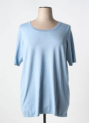 Pull stretch manches courtes bleu YESTA femme