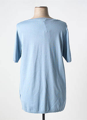 Pull stretch manches courtes bleu YESTA femme