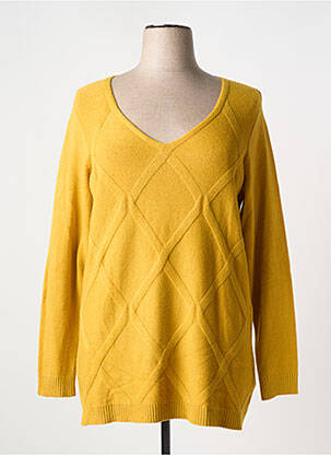 Pull col v manches longues jaune YESTA femme