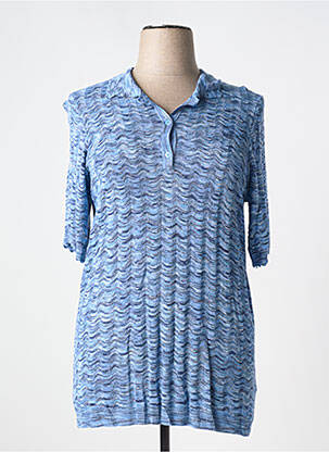 Pull tissage chiné manches courtes bleu YESTA femme
