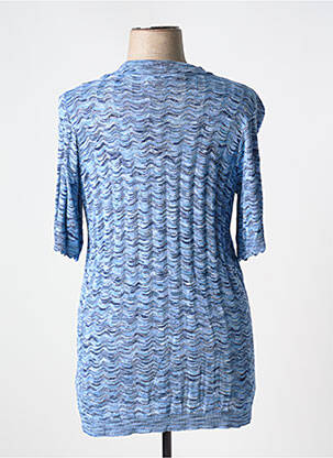 Pull tissage chiné manches courtes bleu YESTA femme