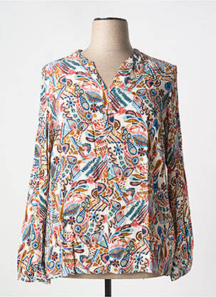 Blouse poignets boutonnés avec fente manches longues beige DIANE LAURY femme