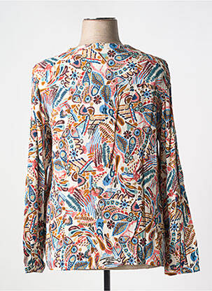 Blouse poignets boutonnés avec fente manches longues beige DIANE LAURY femme