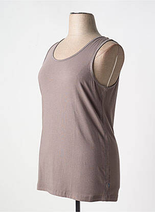 Débardeur stretch sans manche marron ADIA femme