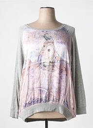 Sweat-shirt manches longues manches longues gris OPEN END femme