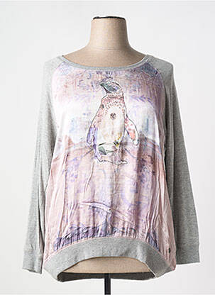 Sweat-shirt manches longues manches longues gris OPEN END femme