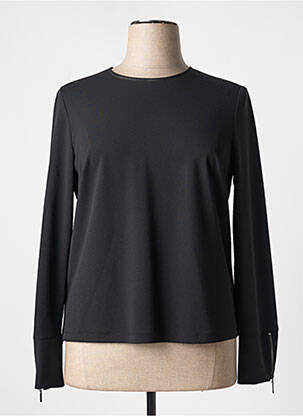Top coupe cintrée manches longues noir QUATRE VINGT JOURS femme