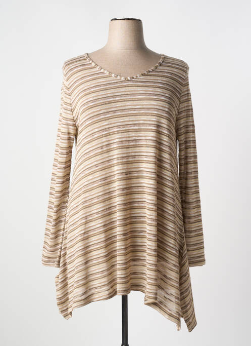 Pull tunique stretch manches longues beige G!OZE femme