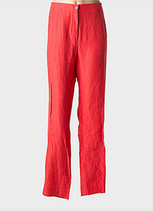 Pantalon droit tissage crêpe taille haute rouge JEAN GABRIEL femme
