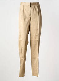 Pantalon slim tissage popeline taille haute beige ELENA MIRO femme