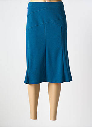 Jupe mi-longue coupe droite évasée sur le bas bleu GUY DUBOUIS femme