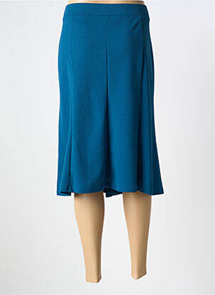 Jupe mi-longue coupe droite évasée sur le bas bleu GUY DUBOUIS femme