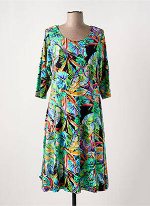 Robe mi-longue manches 3/4 manches 3/4 vert OLIVER JUNG femme