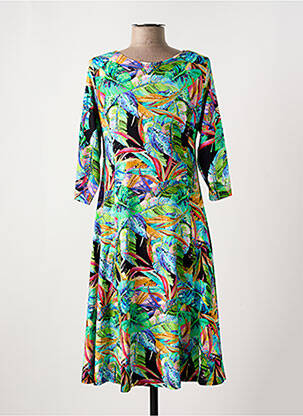 Robe mi-longue manches 3/4 manches 3/4 vert OLIVER JUNG femme