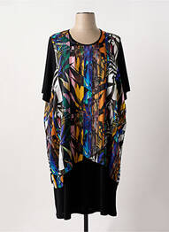 Robe mi-longue coupe fluide manches courtes noir GREGORY PAT femme