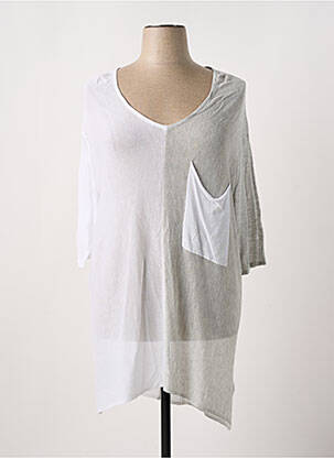 Pull tunique stretch manches 3/4 gris JELLA femme