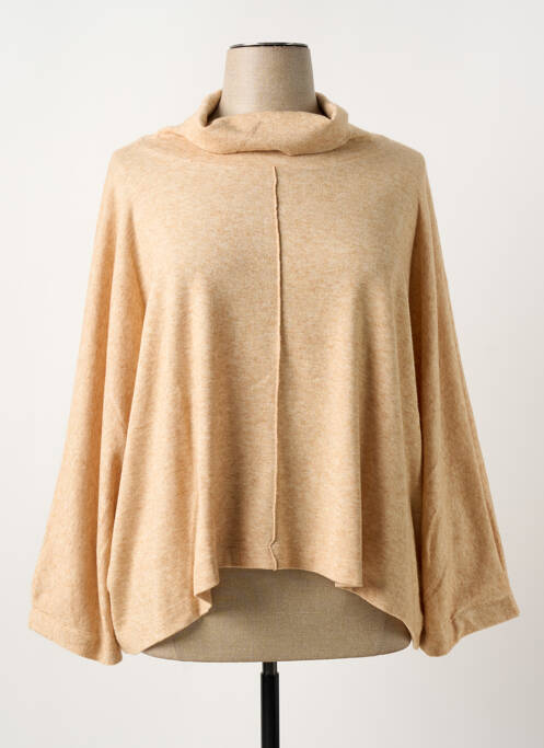 Pull col roulé beige SEMIOLOGY pour femme