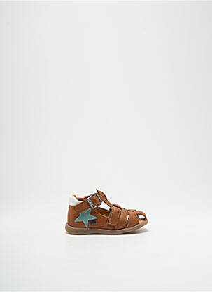 Sandales/nu pieds tissage satiné bout rond marron GBB garçon