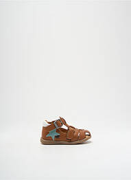 Sandales/nu pieds tissage satiné bout rond marron GBB garcon