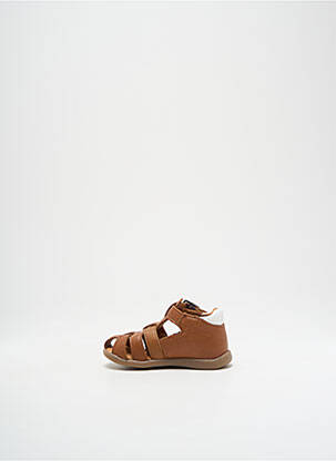 Sandales/nu pieds tissage satiné bout rond marron GBB garçon