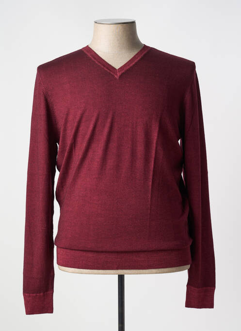 Pull col v manches longues rouge CARNET DE VOL homme