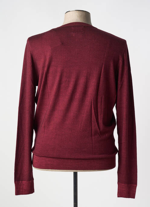 Pull col v manches longues rouge CARNET DE VOL homme