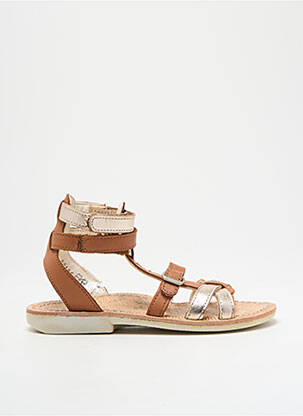 Sandales/nu pieds tissage satiné chiquet marron KICKERS fille