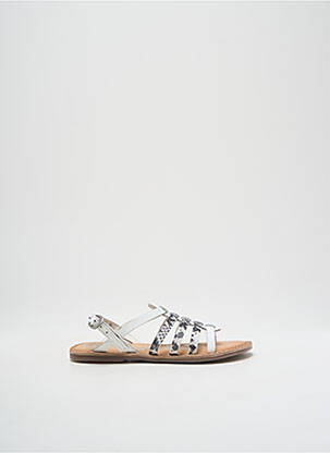 Sandales/nu pieds tissage satiné bout ouvert blanc KICKERS fille