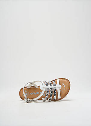 Sandales/nu pieds tissage satiné bout ouvert blanc KICKERS fille