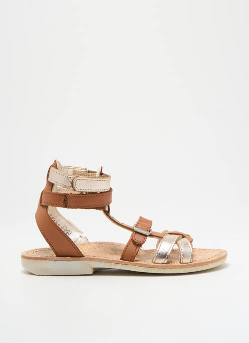 Sandales/nu pieds tissage satiné chiquet marron KICKERS fille