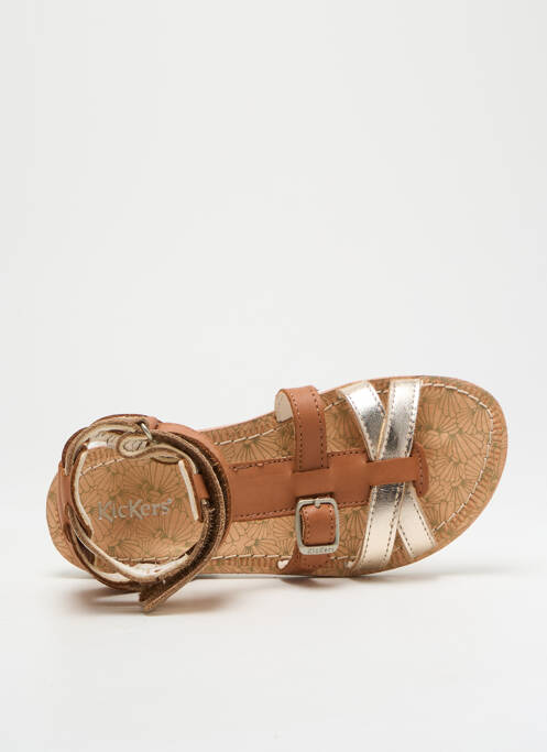 Sandales/nu pieds tissage satiné chiquet marron KICKERS fille