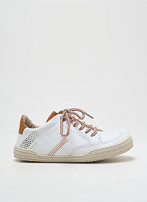 Baskets matière lisse bout rond blanc KICKERS garcon