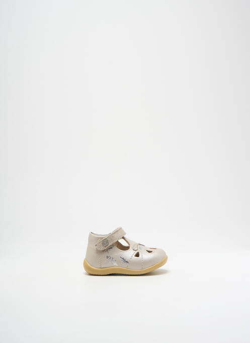 Sandales/nu pieds matière lisse bout rond or KICKERS fille