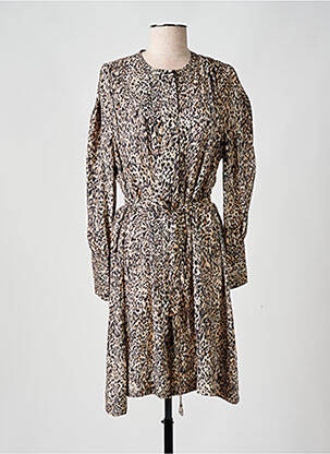 Robe mi-longue manches longues manches longues marron KOCCA femme