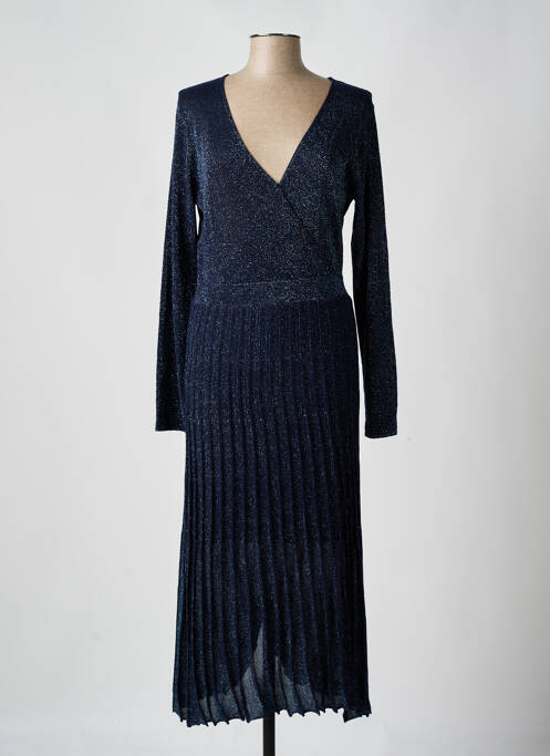 Robe longue coupe cintrée manches longues bleu SURKANA femme