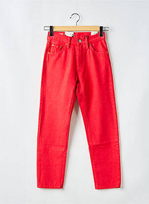 Jeans coupe droite broderie rivets taille haute rouge LEVI'S femme